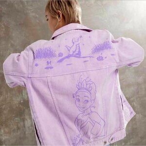 Disney Princess Tiana Lavender Denim Jacket Tiana & Louis Print Oversized Medium